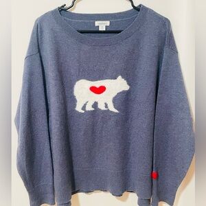 Sundance Blue Wool Blend Sweater with Heart and Polar Bear Women’s petite M